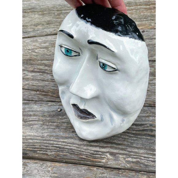 Vintage Asian Japanese Plaster Face Mask Wall Decor - Picture 7 of 11